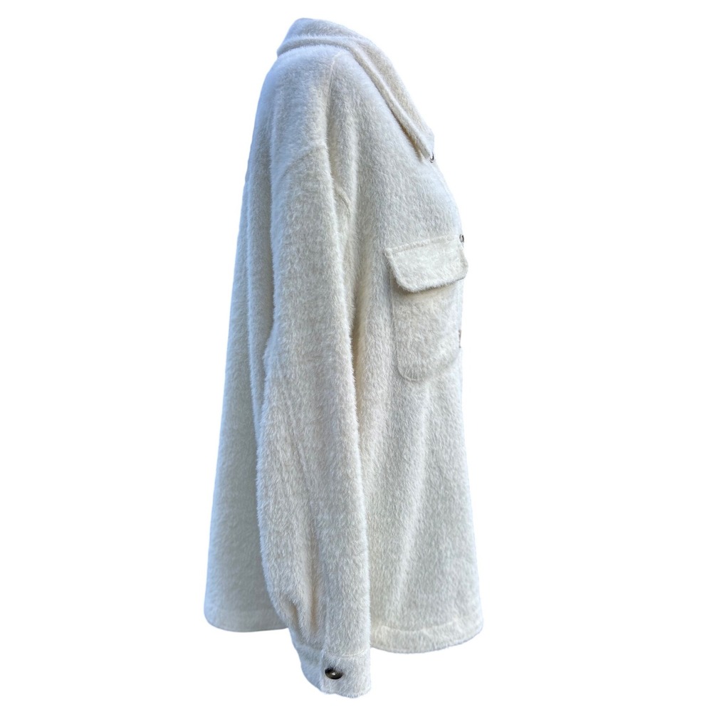 Member's Mark Plush Shacket XL Delicate Ivory Faux Fur Button Front F12787G8805A - Picture 4 of 11